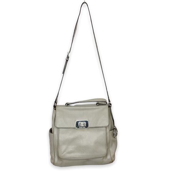 MICHAEL Michael Kors Handbags - MICHAEL Michael Kors Soft Gray Leather Pebbled Large Crossbody Handbag